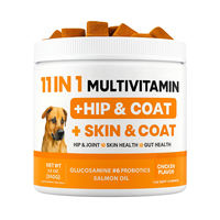 OEM/ODM Complément multivitaminé 11-en-1 à croquer avec extrait de graines de lin et canneberge, absorption rapide, pour la santé des hanches/articulations, de la peau et du pelage des chiens et des chats