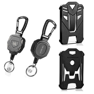 Cross-border spot large <b>shield</b> steel wire rope retractable easy-pull buckle card sleeve black document <b>protective</b> sleeve - Product Image 1