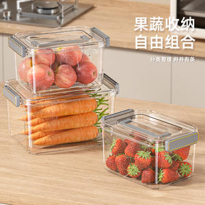 Boîte de rangement en plastique transparent avec couvercle et poignée, récipient alimentaire rectangulaire épaissi pour l'organisation de la cuisine 6501 - Product Image 6
