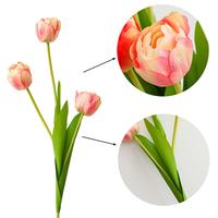 Vente en gros d'usine, 3 têtes de tulipes artificielles, tulipes à longue tige, fleurs en soie pour centre de table de mariage, décoration de la maison, vase