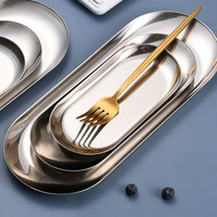 Plateau Rangement Monnaie en Acier Inoxydable, Assiette de Service Métal Ovale pour Restaurant, Porte-Factures Client et Fournitures pour Bar