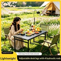 Table de camping pliable multifonctionnelle à pieds hydrauliques pour l'extérieur, mobilier de plein air