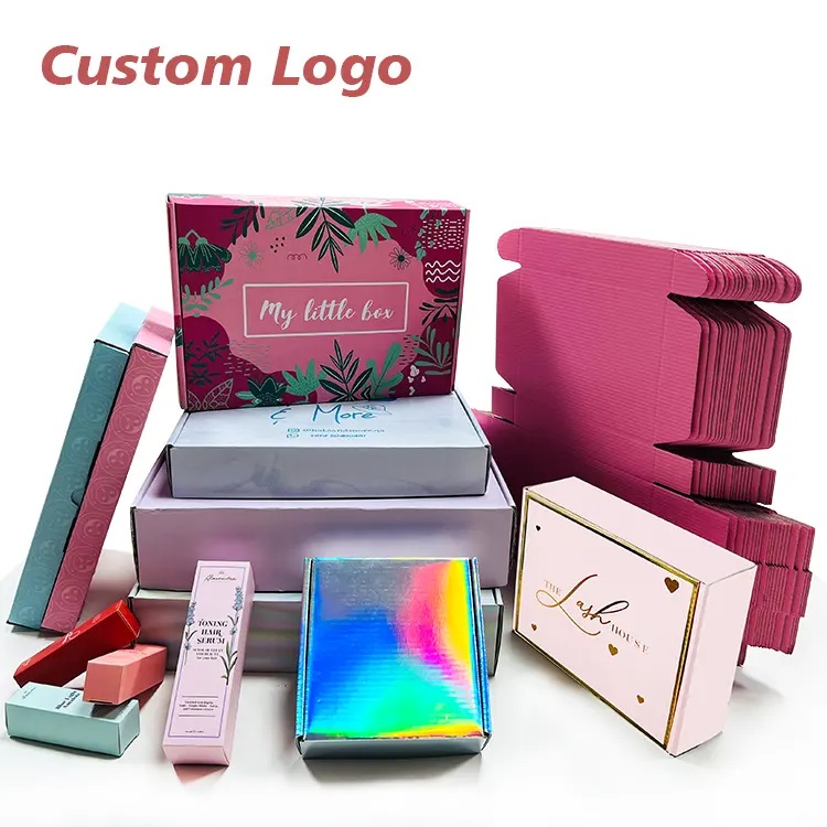 Custom Pink kraft mailer boxes Eco-Friendly Corrugated Cardboard Small Shipping Box Foldable Clothes Mailing Box