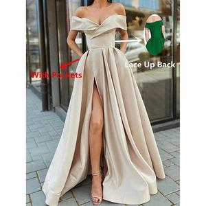 Robe de soirée longue en satin à épaules dénudées, élégante et cintrée, pour femmes, tailles XS S M L XL XXL - Product Image 2
