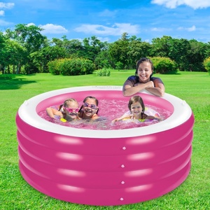 สระว่ายน้ำเป่าลม PVC ทรงกลม ขนาด 70*70*30 นิ้ว พร้อมหูจับ สีชมพู สีฟ้า สระว่ายน้ำสำหรับครอบครัว ปาร์ตี้น้ำหน้าร้อน สวนกลางแจ้ง สนามหลังบ้าน - Product Image 5