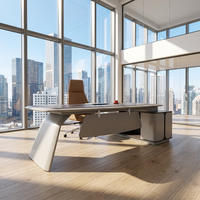 Bureau de direction futuriste bicolore, design épuré, esthétique haut de gamme pour des performances optimales