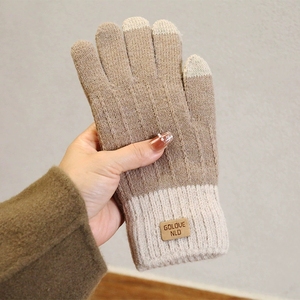 Guantes <span class=keywords><strong>de</strong></span> punto con cable para mujer, guantes <span class=keywords><strong>de</strong></span> punto cálidos con forro polar y pantalla táctil para mujeres y niñas, regalo <span class=keywords><strong>de</strong></span> invierno - Product Image 6
