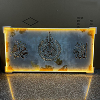 Décoration Murale de Salon Moderne, Cadre Diamant Musulman, Lumières en Verre, Porcelaine Cristal, LED, Art Islamique de Calligraphie Arabe