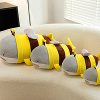 Coussin en peluche amusant Requin Abeille, plusieurs tailles, jouet en peluche Requin en tenue d'abeille, vente en gros, décoration d'intérieur, cadeau