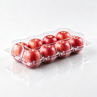 Conteneur transparent en PET pour pommes avec couvercle articulé à compartiments moulés pour 8 pommes fraîches, emballage jetable de qualité alimentaire, vente en gros et au détail