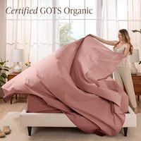 Parure de draps Queen 100 % coton biologique personnalisée, tissage percale, 40 fils, légère, respirante, lavable en machine, taies d'oreiller 15 pouces