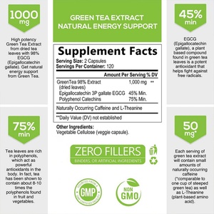 Cápsulas de Extracto de Té Verde con Etiqueta Personalizada, 1000mg, Suplemento Quemagrasas para el Apoyo Cardíaco en Adultos - Product Image 5