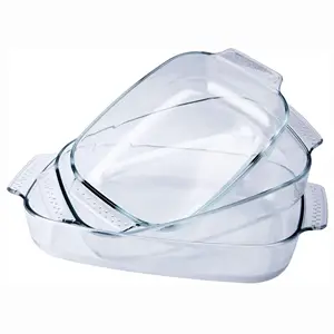 Reihey Bakeware 2-Quart Baking/Serving Dish pan with glass casserole