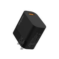 Chargeur rapide USB QC3.0 à port unique 25W, prise standard américaine noire, adaptateur de charge rapide pour voyage