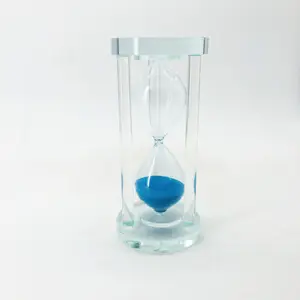 Unieke Kristalglas Ambachten Blauw Zand Timer Zandloper 15 Minuten Home Decor Relatiegeschenk