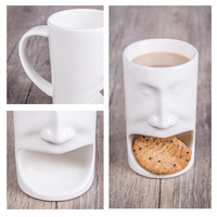 Mug en céramique blanche avec poche à biscuits intégrée, design créatif pour le petit-déjeuner, le lait, le thé, pour la consommation quotidienne à la maison
