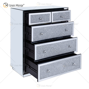 Hot Sale Vxin <strong>Mirrored</strong> WXF-1006 Silver Decor Chest Crushed Diamond <strong>Bedside</strong> <strong>Cabinet</strong> With 5 Drawer for Living Room - Product Image 4