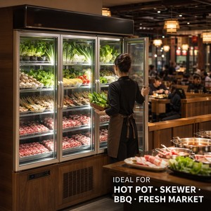 Frigorifero Verticale Commerciale su Misura 1.2m 1.5m 1.8m 2.0m con Luce LED per Ristoranti Hot Pot, Negozi di Spiedini e BBQ - Product Image 1