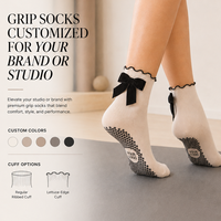 Chaussettes de yoga antidérapantes pour femmes, chaussettes de sport respirantes personnalisées avec volants pour Pilates, gym et exercices de fitness