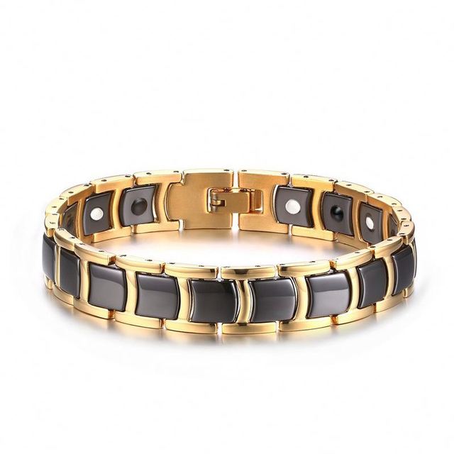 Factory High Quality Negative Ion Health Anti-radiation Jewelry  Men Stainless Steel Ceramic Tungsten Ionic Magnetic Bracelet