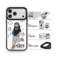 Coque de téléphone AG Feeling Black Edge avec motif doré quotidien pour iPhone 17, 17 Pro Max, 16 Pro, 15, 15 Pro Max – Coque magnétique