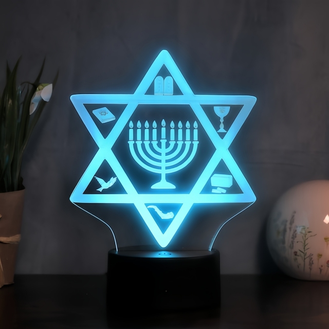 Customized LED Night Light Perfect Gift for Jewish Hanukkah Night Light Decorative Light Smart Light