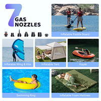 Pompe à paddle électrique portable 20 PSI rechargeable pour SUP avec arrêt automatique, gonflage et dégonflage rapide en deux étapes, 7 embouts