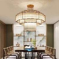 Nouveau lustre en cristal de style chinois, luminaire de plafond moderne minimaliste pour salon, salle à manger, hôtel, restaurant