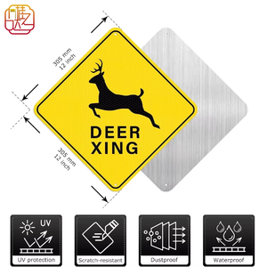 Panneau de signalisation routière réfléchissant en nid d'abeille <span class=keywords><strong>pour</strong></span> passage de faune, <span class=keywords><strong>plaque</strong></span> d'avertissement anti-poussière en aluminium pré-perforée <span class=keywords><strong>pour</strong></span> animaux sauvages, utilisation extérieure - Product Image 1