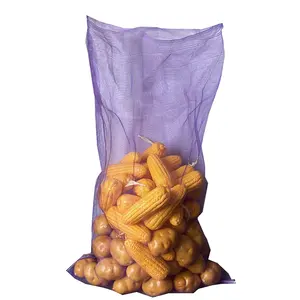 PE leno tubular purple packing for onions potato fruit corn plastic mesh net bags sacks