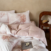 Ensemble de housse de couette 4 pièces en coton 100% ultra doux 300TC à motif floral, respirant et durable, pour un sommeil confortable