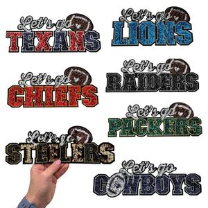Custom Cowboys Chiefs Game Day Eagles Chenille Parches Iron-On Ropa Lentejuelas Bordado Parches Iron On Detroit Lions Patch - Product Image 1