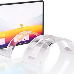 Modern Design Curved Clear Acrylic Invisible Vertical Laptop <b>Stand</b> for Polished Surface Custom Color Size for Display - Product Image 6