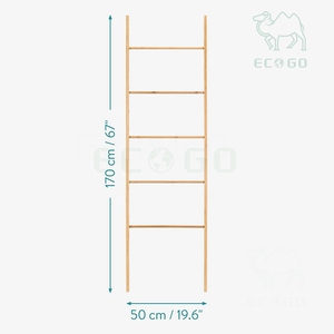 Toallero de escalera de bambú de madera robusta para estantes y unidades de almacenamiento de armario de baño para toallas, accesorios de ropa - Product Image 4