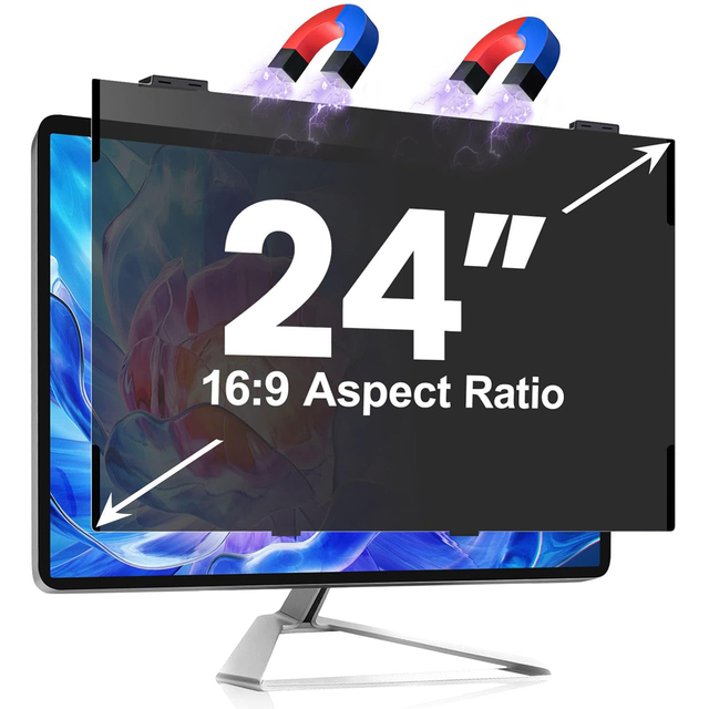 Magnetic 24 Inch Privacy Screen for Computer Monitor 16:9 16:10 Aspect Ratio, Hanging Removable Anti Spy Desktop Private Filter