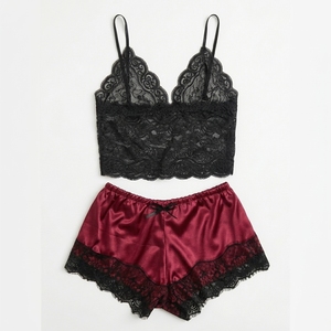 Ensemble <span class=keywords><strong>de</strong></span> pyjamas <span class=keywords><strong>de</strong></span> lingerie en satin <span class=keywords><strong>de</strong></span> haute qualité, doux et confortable, vêtements <span class=keywords><strong>de</strong></span> <span class=keywords><strong>nuit</strong></span> pour femmes et filles, vêtements <span class=keywords><strong>de</strong></span> <span class=keywords><strong>nuit</strong></span> ODM et OEM - Product Image 1