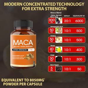 Julyherb капсулы для корней маки, черные капсулы Маки с женьшенем Ashwagandha Tribulus Shilajit Shatavari, 60 шт. в бутылке - Product Image 2