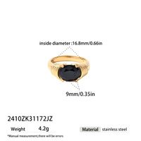 Bague Taina en acier inoxydable plaqué sous vide, motif œil de tigre circulaire, design de mode de luxe léger, style européen et américain transfrontalier