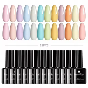 Ensemble de vernis à <span class=keywords><strong>ongles</strong></span> <span class=keywords><strong>Macaron</strong></span> 12 couleurs <span class=keywords><strong>pour</strong></span> printemps été poudre de bonbon bleu colle imbibée bouteille de lampe à LED de style bricolage français - Product Image 2
