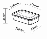 Récipient alimentaire en plastique rectangulaire de haute qualité de 500ml préparation de repas robuste emballage de restauration rapide et de gâteau disponible prix économique