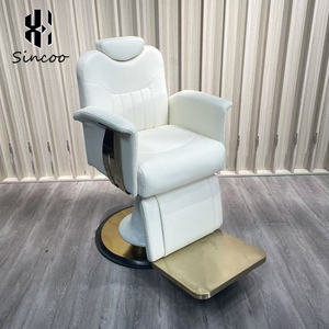 Sillón de Barbería de Estilo Moderno con Giro de 360 Grados y Asiento de Cuero para Peluquería y Barbería - Product Image 1