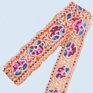 <span class=keywords><strong>Filet</strong></span> paillettes dentelle broderie 6.5cm bricolage vêtements couture accessoire maille dentelle broderie avec paillettes pour rideau décoration garnitures - Product Image 4