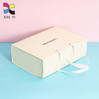 Grande Boîte d'emballage cadeau de luxe pliable de luxe en carton en papier rigide mat avec logo personnalisé, fermeture magnétique noire