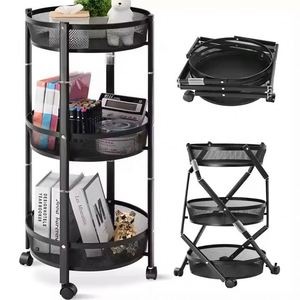 Égouttoir pliable, panier à légumes rotatif, armoire de rangement pour supermarché, étagère de cuisine rotative, chariot à plusieurs niveaux - Product Image 1