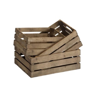 Simple cheap wooden fruit crates with handle