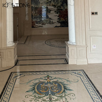 Carreaux de marbre naturel d'intérieur royal de jet d'eau de décoration de sol d'hôtel de villa de luxe