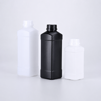 Bouteille en plastique carrée hermétique noire et blanche de 1L en gros, vide, pour huile moteur, usage industriel, logo personnalisé