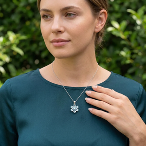 Pendentif floral en aquamarine naturelle, argent sterling 925, bijoux en pierres précieuses faits à la main, fournisseur en gros - Product Image 5