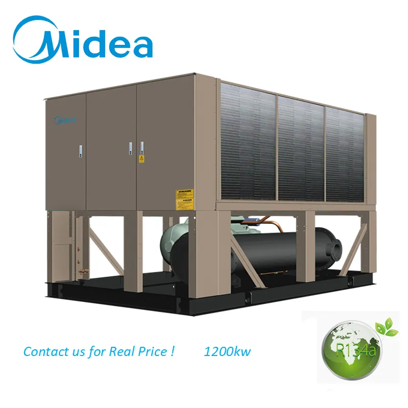 Midea raffreddato ad aria a vite refrigeratore 380V-3Ph-50Hz 1200kw funzionamento silenzioso vite refrigeratore d'acqua T1