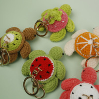 Handgemaakte gehaakte fruit-schildpad schattig gebreid watermeloen sinaasappel kiwi aardbei schildpad hanger tas hangende ornament
